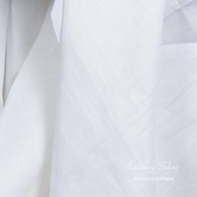 Lniana tkanina szeroka śnieżnobiała.