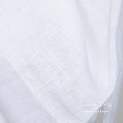 Lniana tkanina szeroka śnieżnobiała. Lniany Sklep.
