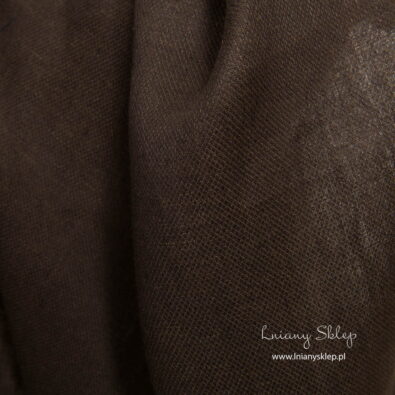 Lniana tkanina ciemny brąz w drobne romby.
