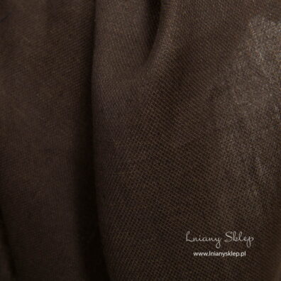 Lniana tkanina ciemny brąz w drobne romby.