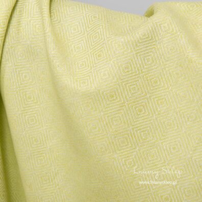 Lniano - bawełniana tkanina siarkowa w romby. Lniany Sklep.