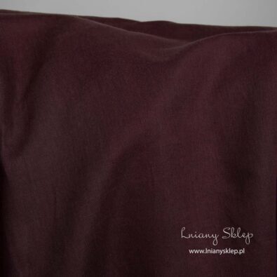 Lniano - bawełniana tkanina czerwona ciemna.