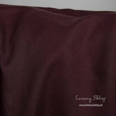 Lniano - bawełniana tkanina czerwona ciemna.