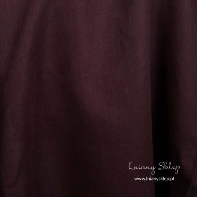 Lniano - bawełniana tkanina czerwona ciemna. Lniany Sklep.