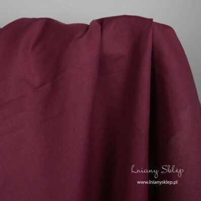 Lniano - bawełniana tkanina wiśniowa.