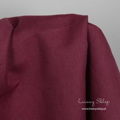 Lniano - bawełniana tkanina wiśniowa. Lniany Sklep.