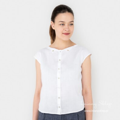 Biała bluzka lniana „Gracja”.