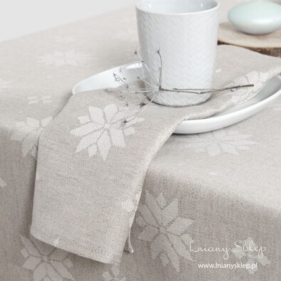 Lniano – bawełniana serwetka w gwiazdki.