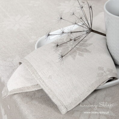 Lniano – bawełniana serwetka w gwiazdki. Jaśniejsza strona.