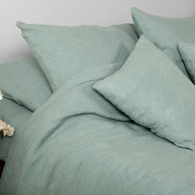 Pościel lniana zielona. Poszewki na poduszkę.