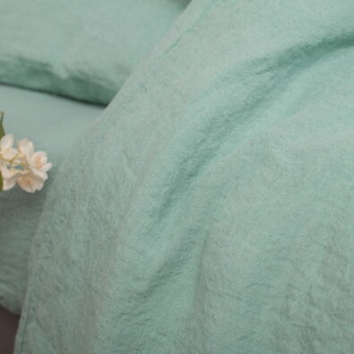 Pościel lniana zielona. Poszwa na kołdrę.