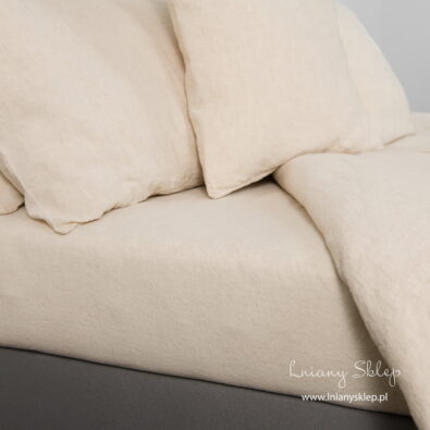 Prześcieradło lniane. Piaskowy prany len.