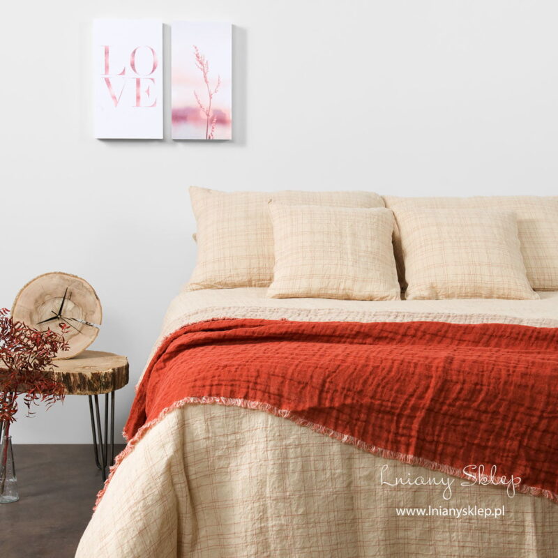 Piaskowa pościel lniana dekatyzowana &bdquo;Marmolada".