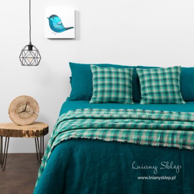 Lniana turkusowa pościel „Ważka".