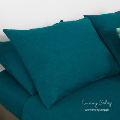 Lniana turkusowa poszewka „Ważka"