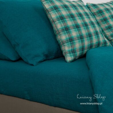 Lniane turkusowe prześcieradło „Ważka".