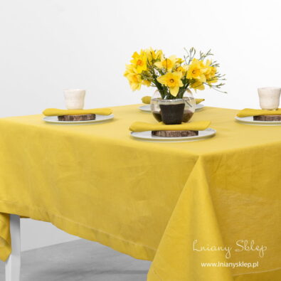 LUNA żółty lniano-bawełniany odbrus wielkanocny.