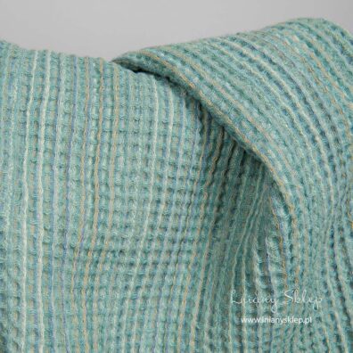 Tkanina prana zielona splot waflowy. Len/bawełna.