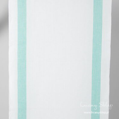 Tkanina ścierkowa w pionowe paski na brzegach.