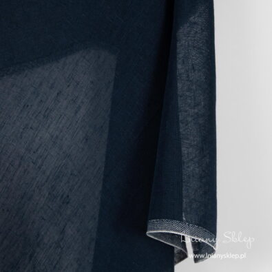 Tkanina lniana granatowa mgiełka.