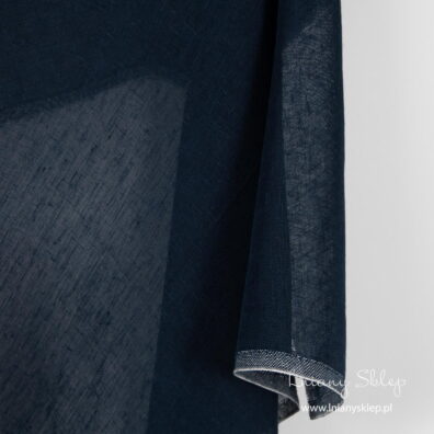 Tkanina lniana granatowa mgiełka.
