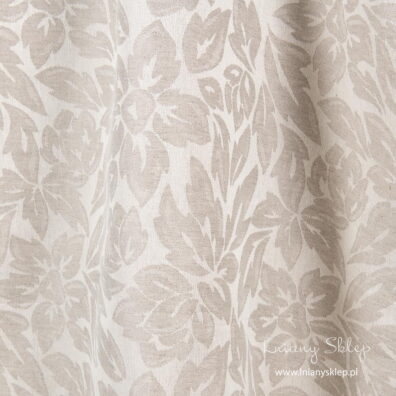 Szara żakardowa tkanina w kwiaty na tekstylia domowe.