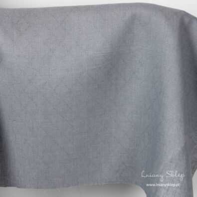 Tkanina lniana szara ażurowa w romby.