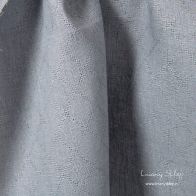 Tkanina lniana szara w ażurowe romby.