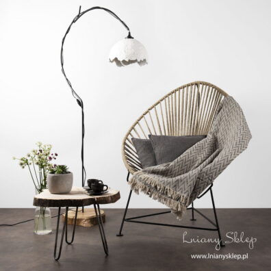 Lniano-bawełniany pled w piaskowy wzór.