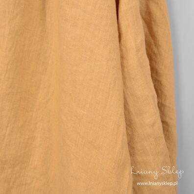 Tkanina lniana prana kolor żółty brąż.