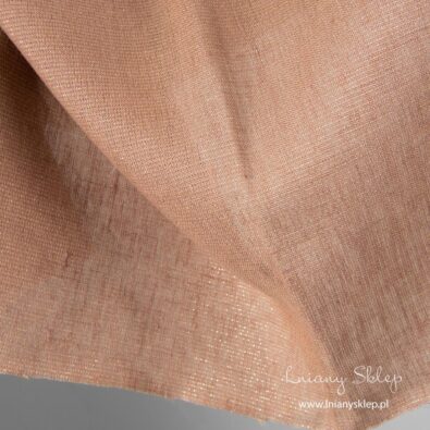 Lniana połyskująca brązowa tkanina.