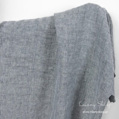 Prany len granatowa i biała jodełka.