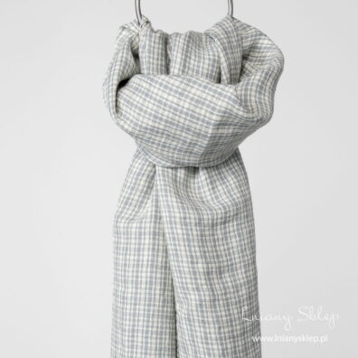 Szalik lniany z wełną w szarą kratkę.