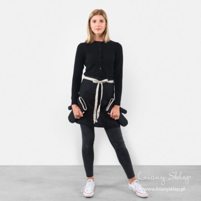 Lniany fartuch czarny krótki.