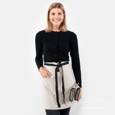 Lniany fartuch krótki szary.