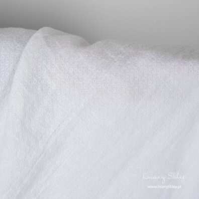 Śnieżnobiały len w romby. Dekatyzowana tkanina lniana.