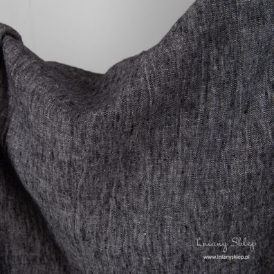 Czarno - biały melanż. Len 100%.