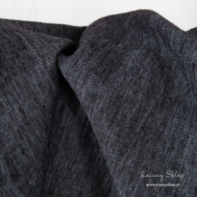 Dekatyzowany 100% len. Czarno - szary melanż.