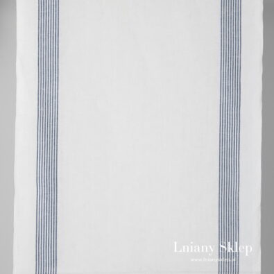 Len ścierkowy w granatowe paski.