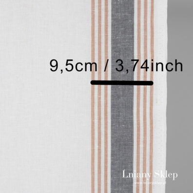 Len ścierkowy w szare i brązowe pasy. Rozmiary.