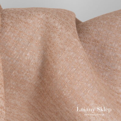 Żakardowy brązowo - biały len.