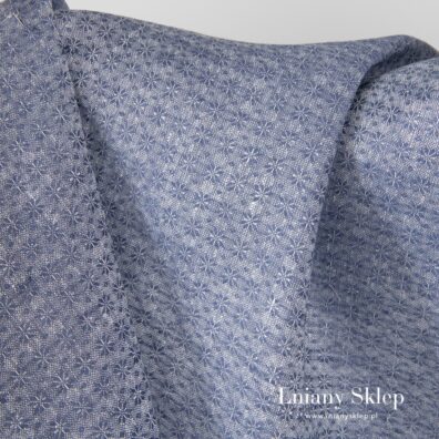 Błękitny len w gwiazdki - śnieżynki.