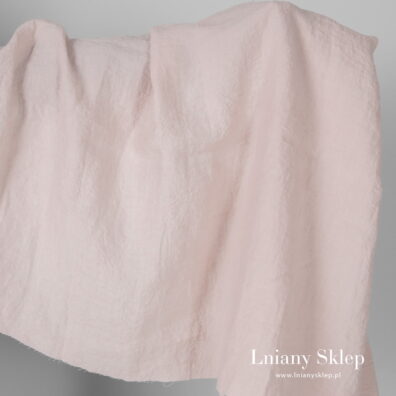 Szeroki prany różowy jasny len.