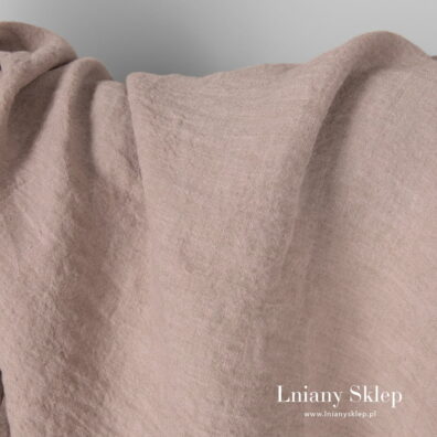 Szeroki prany len 100% szarawy róż.