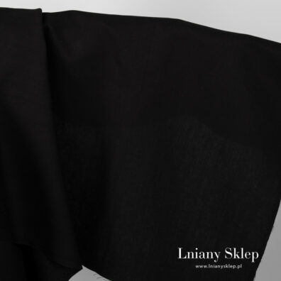 Czarna tkanina len z domieszką.