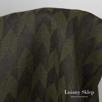 Żakardowy len w geometryczny wzór.