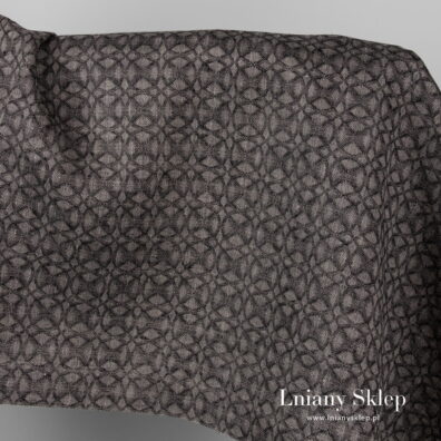 Tkanina we wzór geometryczny czarny.