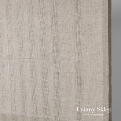 Piaskowy len ścierkowy w ażurowe pasy.