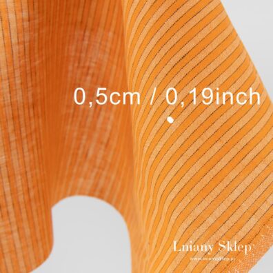 Pomarańczowa tkanina lniana w paski.