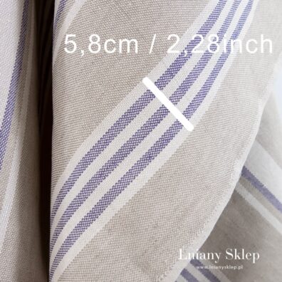 Len 100% w pionowe paski. Splot "panama".